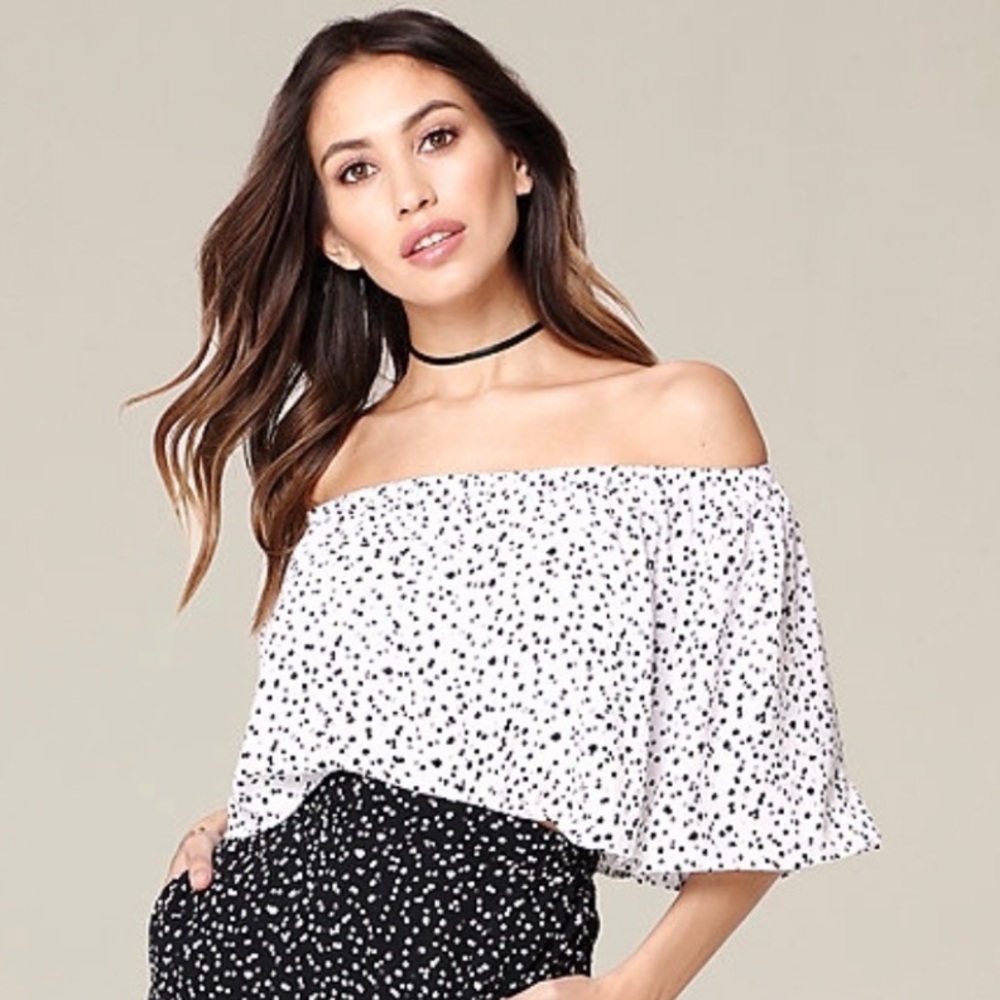 NET Bebe Black and White Polka Dot Women's top size small